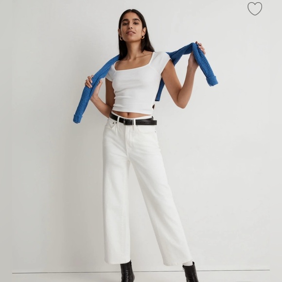 🔥New Madewell The Perfect Vintage Wide Leg Crop Jean Tile White Sz 28 - Picture 1 of 9